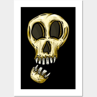 Spooky Halloween Skull Cartoon Illustration Lonely Boy Posters and Art